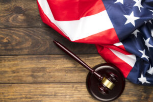 USA flag & court hammer