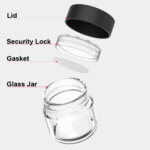 Smellproof Glass Jar with CR Lid: airtight gasket and security lock
