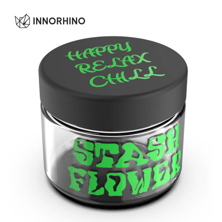 Custom 3.5g Glass Stash Jar - screen printing look