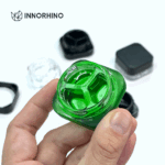 CR Square Glass Concentrate Jar Container - 3way Ccenter Divider + Green