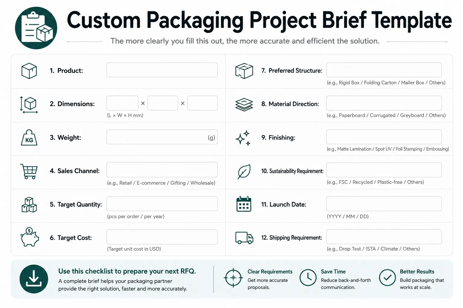 Custom Packaging Project Brief Template | How to Request a Custom Packaging Quote from Overseas Suppliers: A Buyer’s Guide | INNORHINO