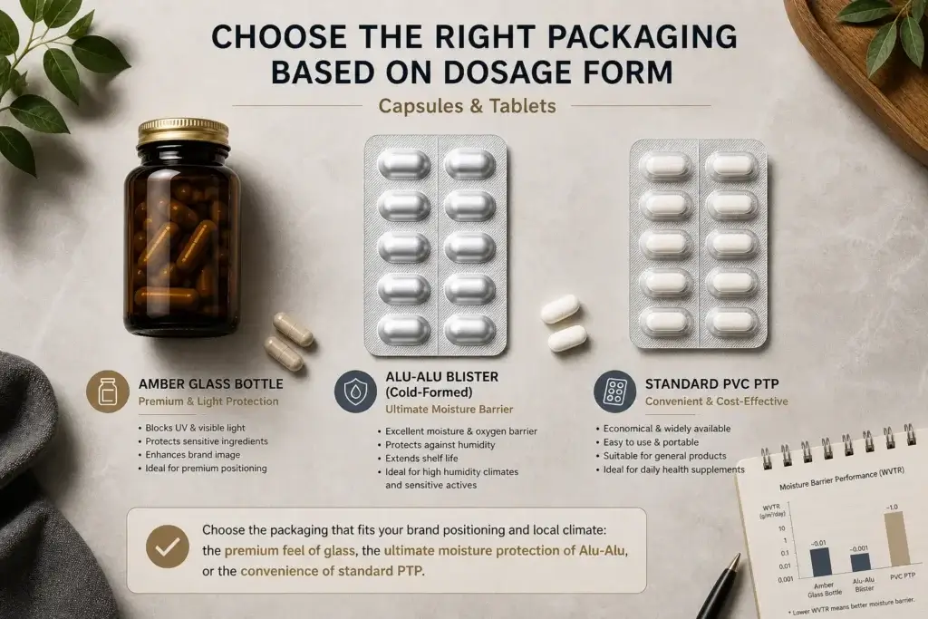 choose the right packaging based on dosage form